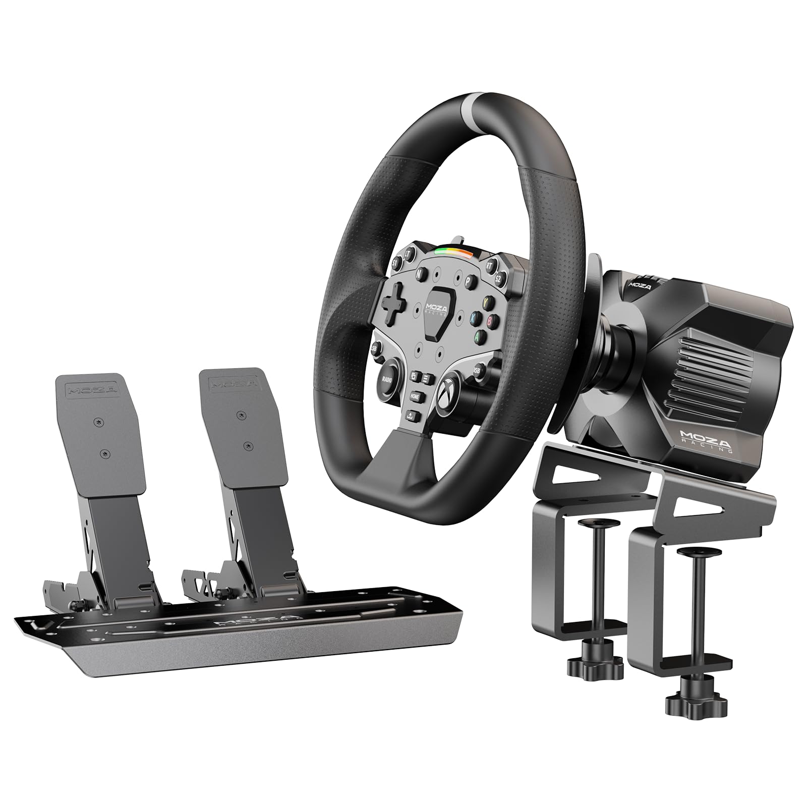 MOZA R3 Racing Wheel and Pedals Bundle for Xbox & PC Powerful 3.9Nm DD Servo Motor with Aviation-high gradeluminum Construction Durable ISF PU Grips 11-inch Racing Wheel