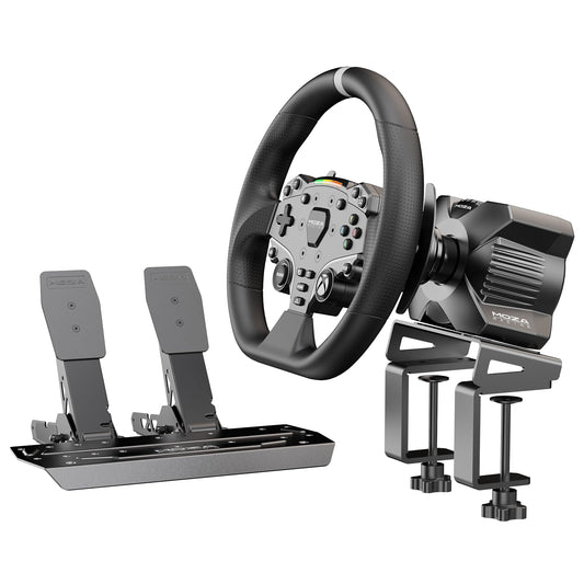 MOZA R3 Racing Wheel and Pedals Bundle for Xbox & PC Powerful 3.9Nm DD Servo Motor with Aviation-high gradeluminum Construction Durable ISF PU Grips 11-inch Racing Wheel