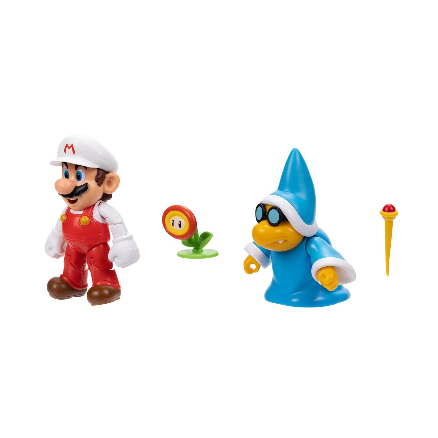 Super Mario 4" Action Figure 2 Pack - Fire Mario Vs. Magikoopa, Model 410634, 2 Piece Assortment