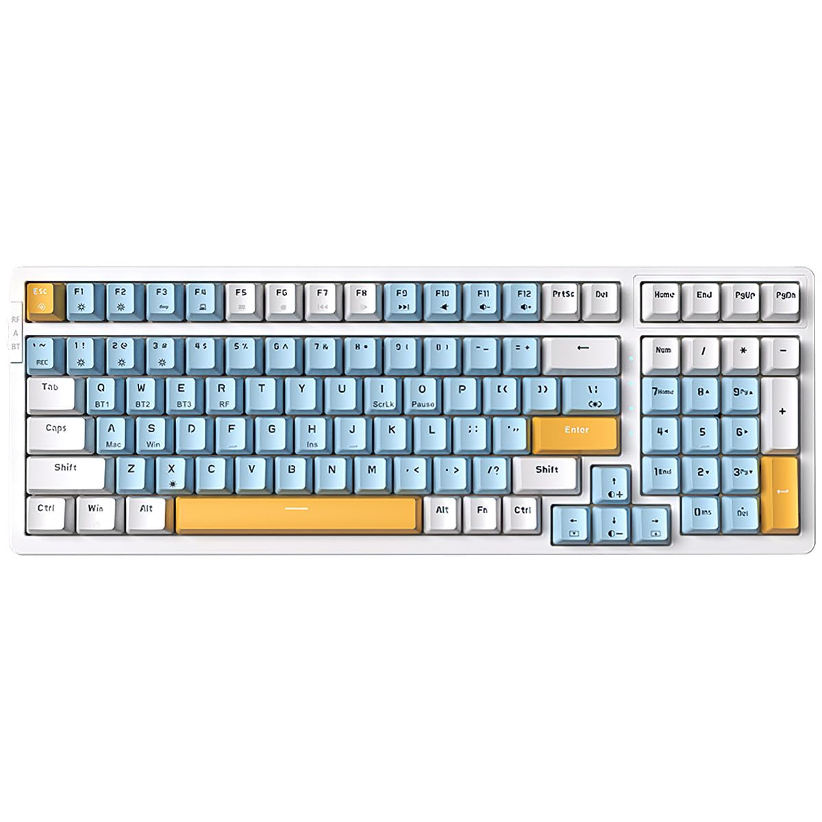 Merdia Wireless Mechanical Keyboard  Triple Mode 2.4G/USB-C/BT Gaming Keyboards 100 Keys Ice-Blue Backlit  Red Switch Keyboard | Rechargeable Mechanical Gaming Keyboards | Ice Blue/W/Y