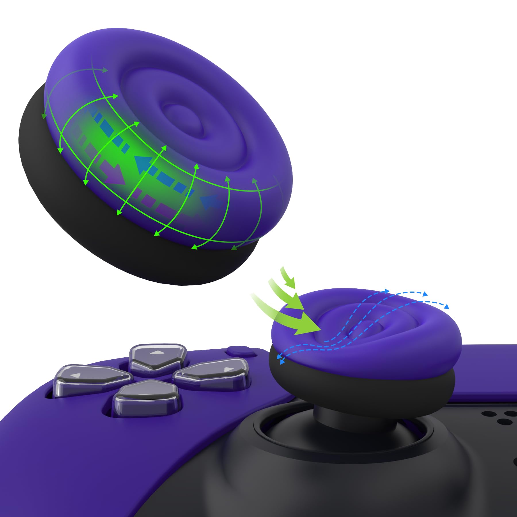 playvital Thumbs Cushion Caps Thumb Grips for ps5  for ps4  Thumbstick Grip Cover for Xbox Series X/S  Thumb Grip Caps for Xbox One  Elite Series 2  for Switch Pro Controller - Galactic Purple & Black