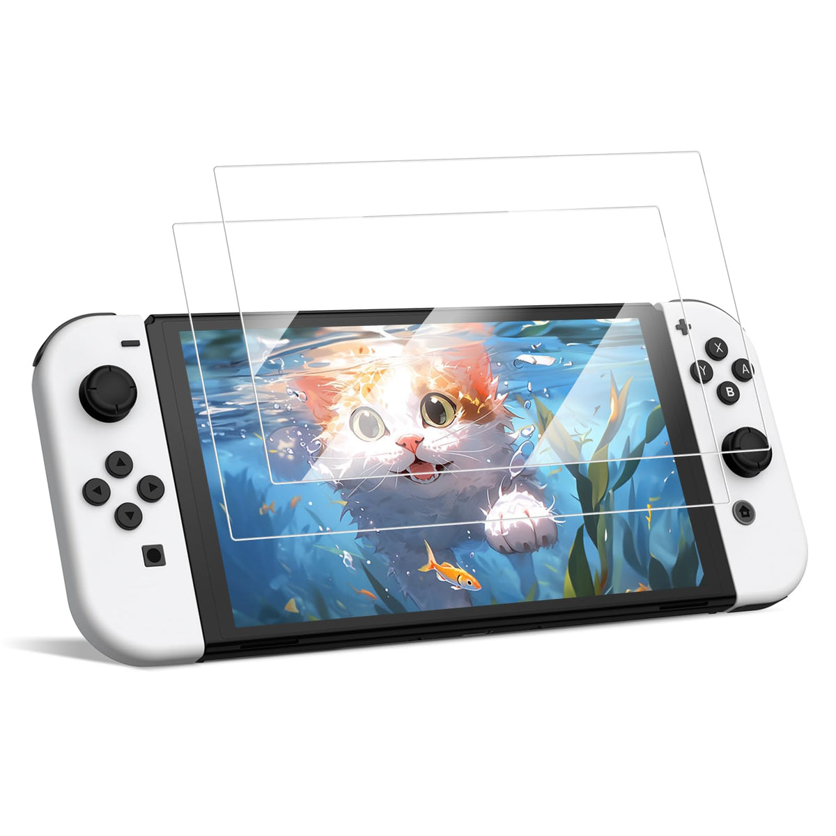 Fintie Screen Protector for Nintendo Switch OLED Model 2021 (NOT Switch 2017)  Tempered Glass Film  Anti-Scratch fine HD Clear & Case Friendly (2-Pack)