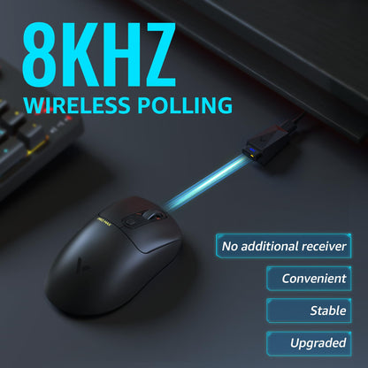 Rapoo VT3PRO MAX Wireless Gaming Mouse, 8KHz Polling, 30K DPI, 1+8 Programmable Buttons, Superlight 59g, Black