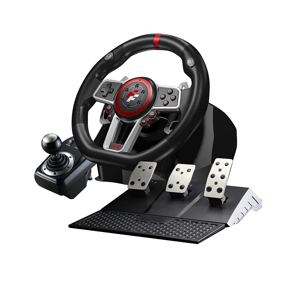 Flashfire 900R Racing Wheel Set with Clutch Pedals & H-shifter - Red & Black for PC, PS3, PS4, Xbox 360, Xbox One, Nintendo Switch