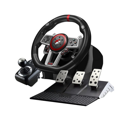 Flashfire 900R Racing Wheel Set with Clutch Pedals & H-shifter - Red & Black for PC, PS3, PS4, Xbox 360, Xbox One, Nintendo Switch