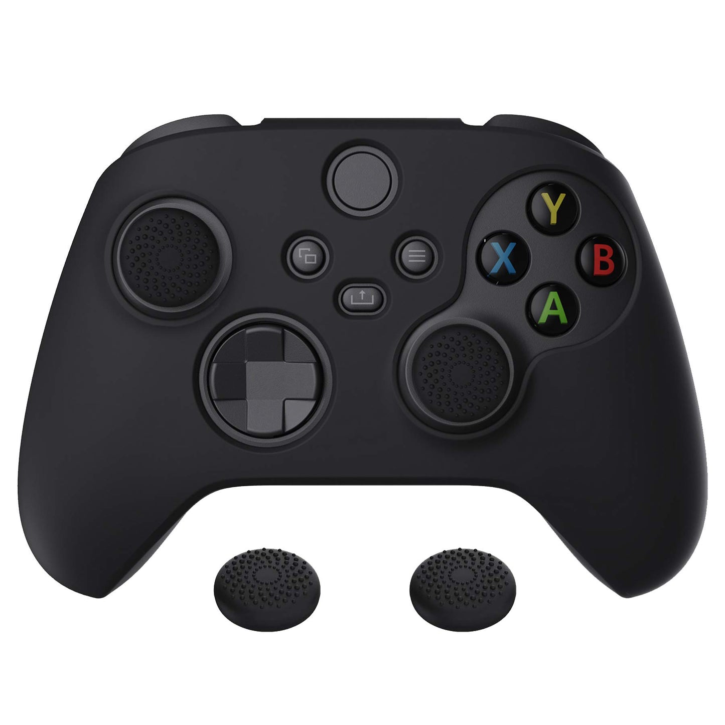 PlayVital Black Pure Series Anti-Slip Silicone Cover Skin for Xbox Series X Controller  Soft Rubber Case Protector for Xbox Core Wireless Controller with Black Thumb Grip Caps
