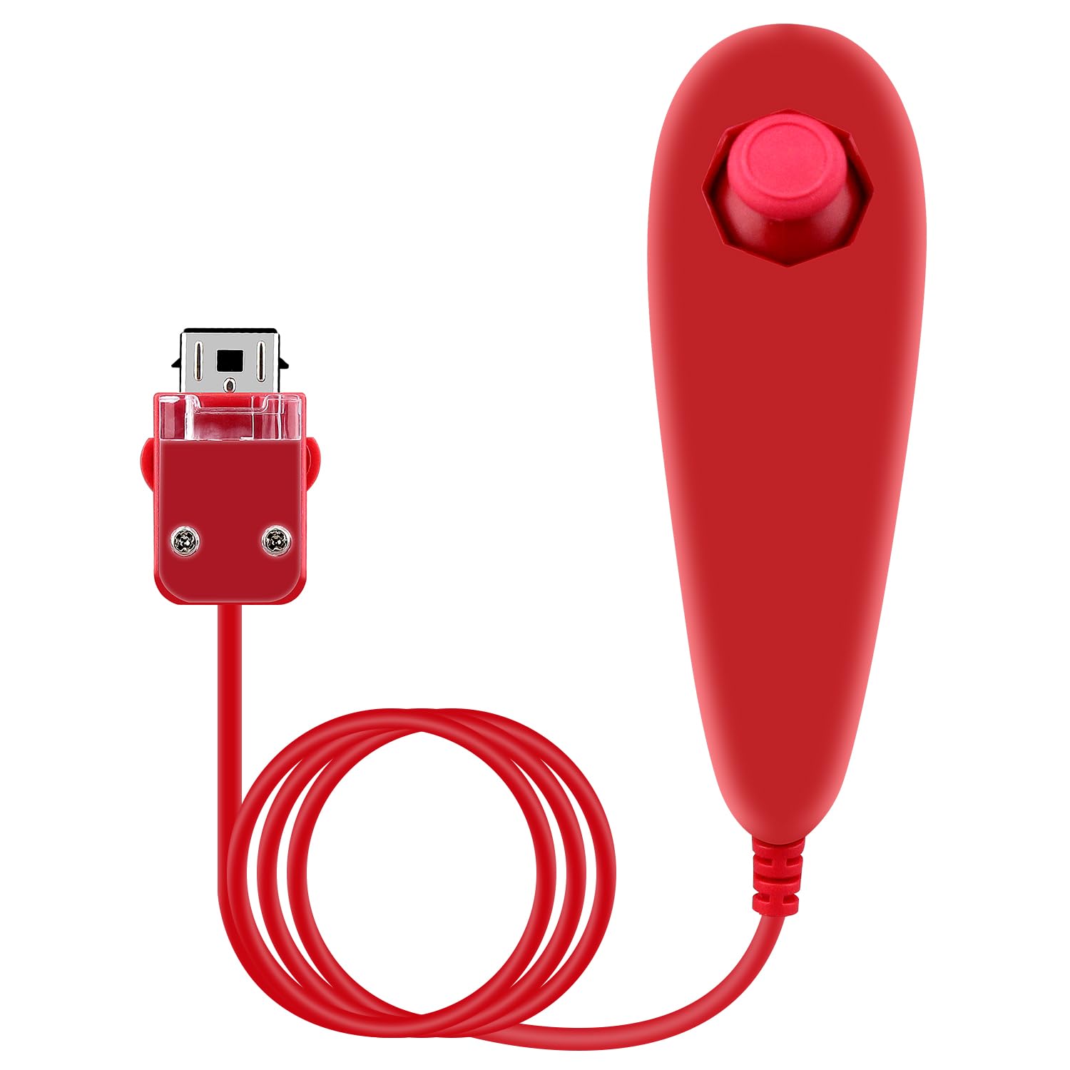 OSTENT Wired Nunchuck Controller for Nintendo Wii, Motion-Based, Red, Model Rouge