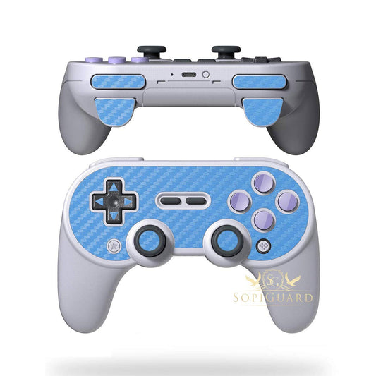 SopiGuard Skin for 8BitDo SN30 Pro+ Controller Precision Cut Vinyl Sticker Wrap (Carbon Sky Blue)