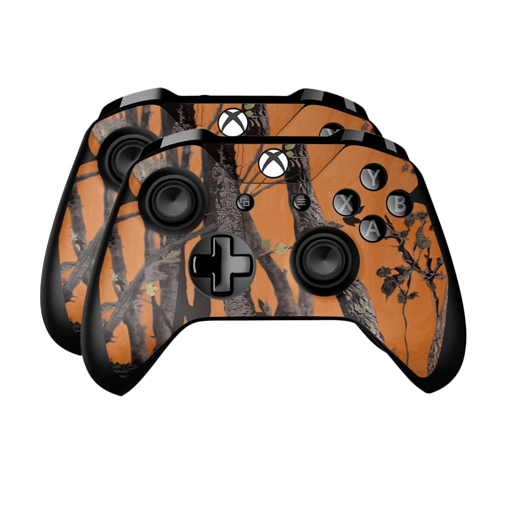 Skin Compatible with Microsoft Xbox One Controller (2 Pack) - Orange Camo - Premium 3M Vinyl Protective Wrap Decal Cover - Easy to Apply | Crafted in The USA by MightySkins