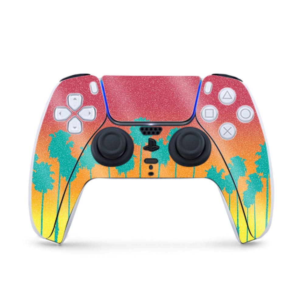 MightySkins Glossy Glitter Gaming Skin for PS5 / PlayStation 5 Controller - Sherbet Palms | Durable High-Gloss Glitter Finish | Easy to Apply and Change Style | Made in The USA