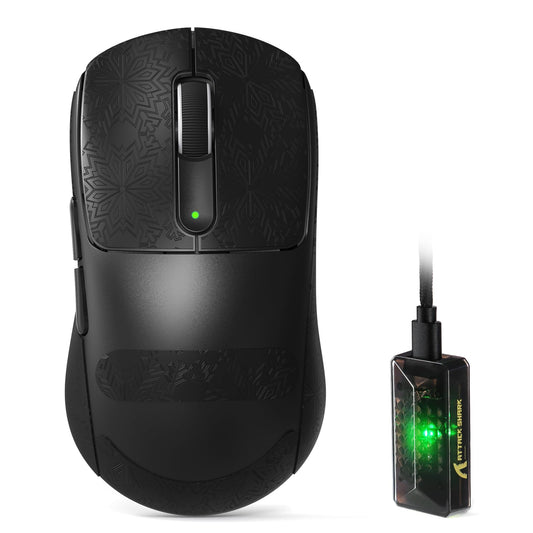 ATTACK SHARK V5 Wireless Gaming Mouse - 42000 DPI, Ultra-Lightweight, Black Sticker, Wired/BT/2.4GHz for PC/Mac