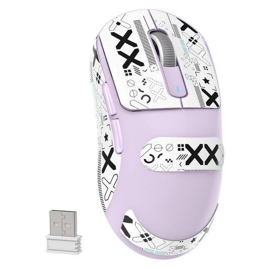 MAMBASNAKE Attack Shark X3 Wireless Gaming Mouse  49g Ultralight PixArt PAW3395 26000 DPI  BT/2.4Ghz /USB-C Wired Tri-Mode  200Hrs Rechargeable Battery  Kailh GM8.0 Switch for MAC/Win - Purple&Tape