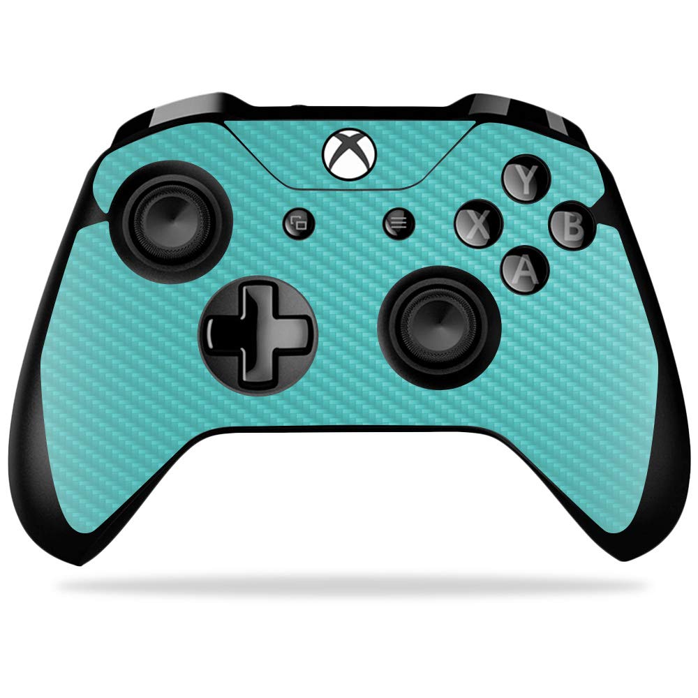 MightySkins Carbon Fiber Skin for Microsoft Xbox One X Controller - Solid Turquoise | Protective  Durable Textured Carbon Fiber Finish | Easy to Apply  Remove  and Change Styles | Made in The USA