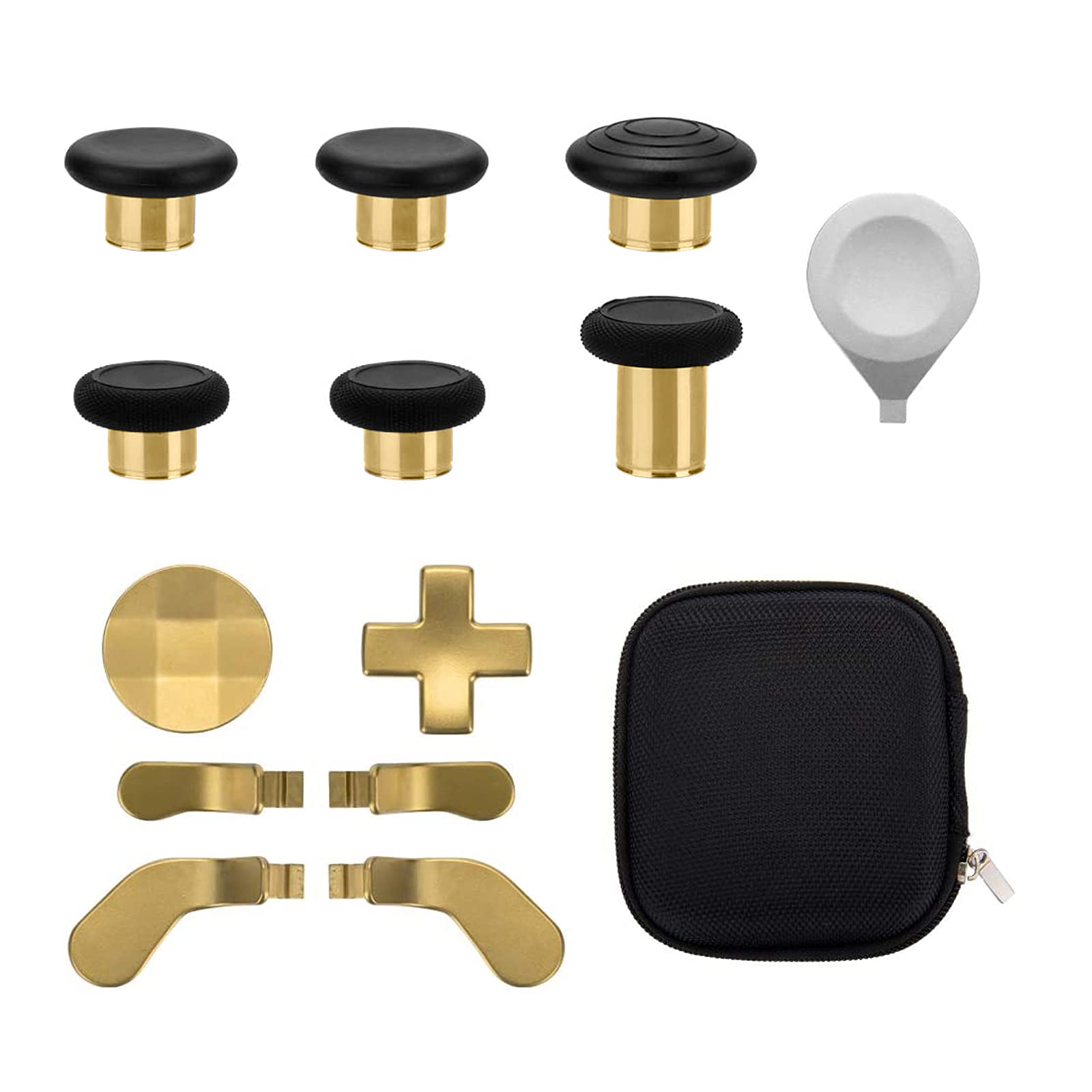 13 in 1 Metal Thumbsticks for Xbox One Elite Series 2  Elite Series 2 Controller Accessory Parts  Gaming Accessory Replacement  Metal Mod 6 Swap Joystick  4 Paddles  2 D-Pads  1 Tool (Plating Gold)
