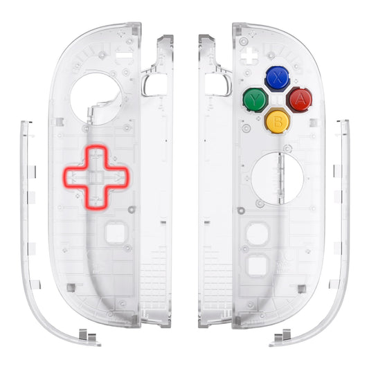 eXtremeRate DIY Replacement Shell (D-Pad Version) with Buttons for Joycon 2  Custom Housing Faceplate Case + Decorative Strips + ABXY Dpad for Nintendo Switch 2 Controller - Essence Version - Clear