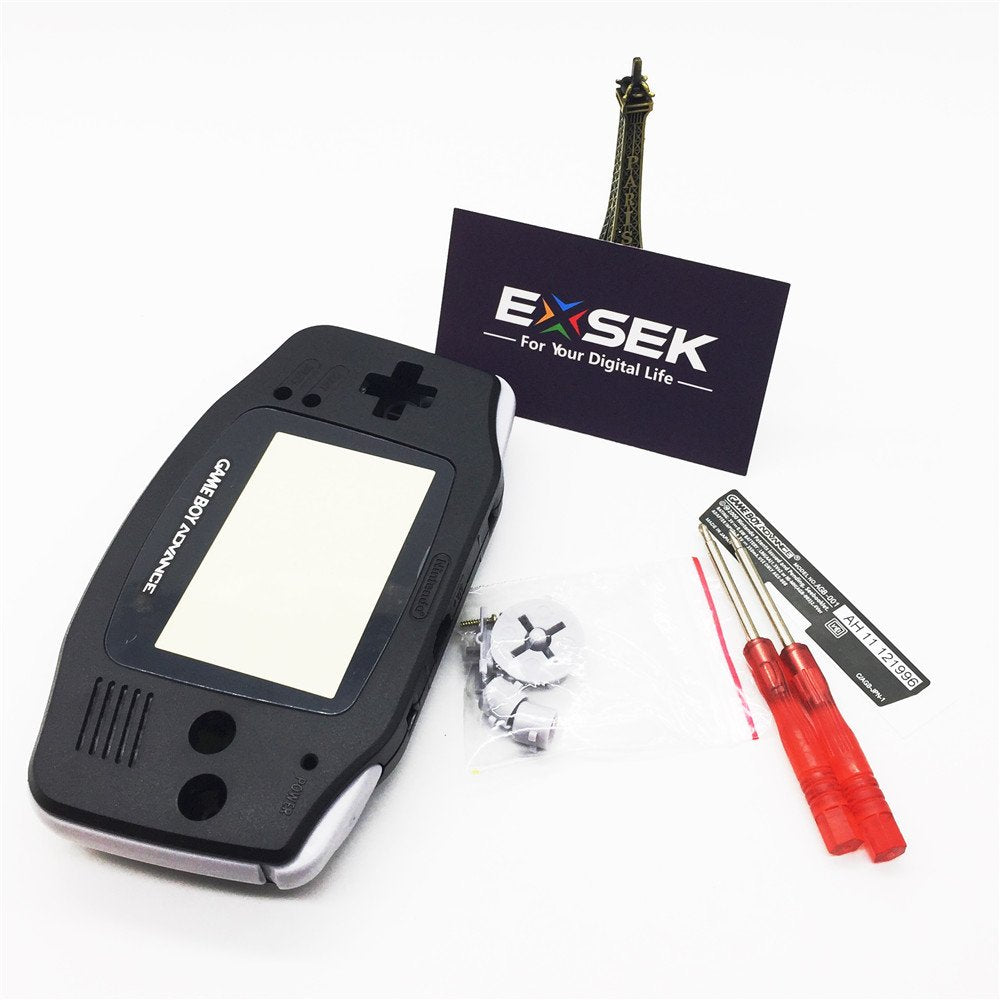 EXSEK Gameboy Advance Shell Replacement - Solid Black Housing Case