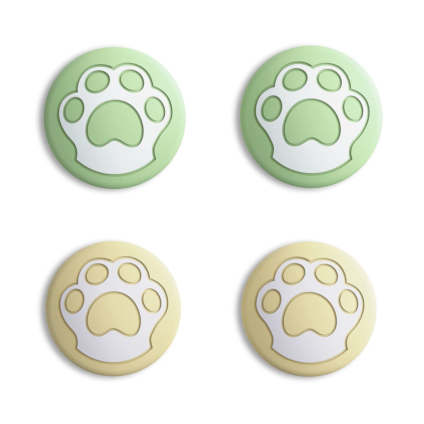 eXtremeRate PlayVital Cat Paw Cute Switch Thumb Grip Caps  Matcha Green & Cream Yellow Joystick Caps for Nintendo Switch Lite  Silicone Analog Cover Thumbstick Grips for OLED Joycon