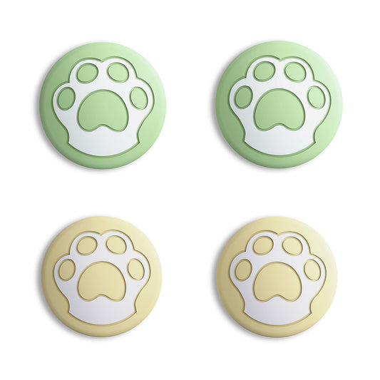 eXtremeRate PlayVital Cat Paw Cute Switch Thumb Grip Caps  Matcha Green & Cream Yellow Joystick Caps for Nintendo Switch Lite  Silicone Analog Cover Thumbstick Grips for OLED Joycon