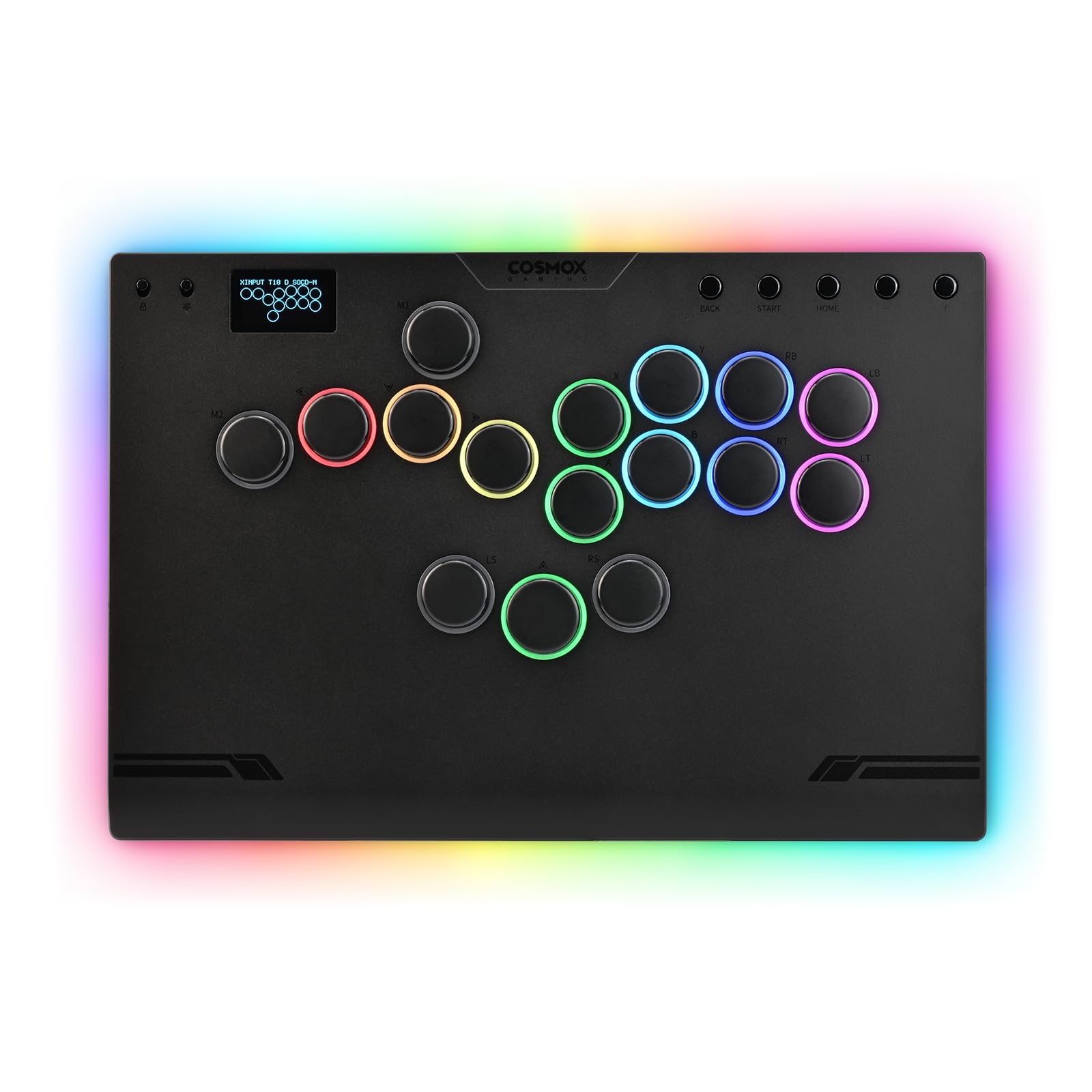 Haute42 Leverless Controller Arcade Stick: Aluminum M Ultra Gen2 Leverless Arcade Stick with Cable Security Clasp & Button LED Rings  Arcade Controller Street Fight for PC/PS3/PS4/Switch Game Low-Profile Switch Arcade Stick Support Hot Swap & SOCD