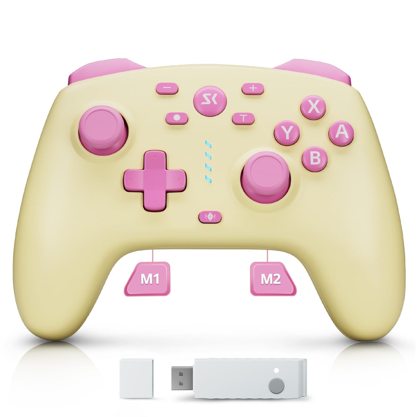 Wireless Switch Controller for Switch/Lite/OLED/Switch 2  Hall Effect control buttons & Joysticks/Wake-Up Function/Turbo  2.4G+BT Multi-Platform for PC  Steam Deck  Luna  iOS/Android/macOS  devices  Yellow