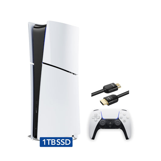PlayStation 5 Slim Digital with 1TB SSD Storage  Wireless Dualsense Controller - PS5 Gaming System  White [video game] (Renewed) [video game]