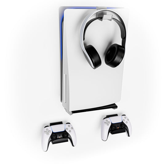 ADZ PS5 Wall Mount Kit - Slim, Disc & Digital Compatible - Black - Model ADZPS5-009 with Controller Holders