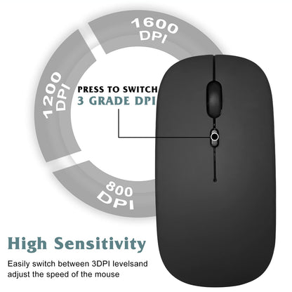 UrbanX Bluetooth Rechargeable Wireless Mouse, Midnight Black, Optical, Model UXM030, 500 Hour Battery Life