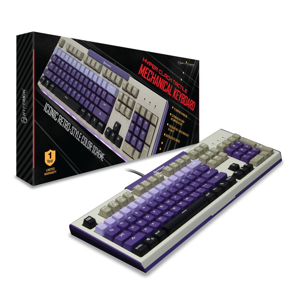 Hyperkin Hyper Clack Tactile Mechanical Keyboard for PC/Mac - Retro-Style, Blue, Model M07207