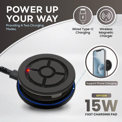 megacom DuoMon3 Auto Catcher - Dual Accounts, IPX7 Waterproof, 65ft Bluetooth, USB-C/Wireless Charging, Keychain, Black