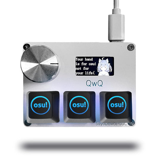 BTXETUEL SayoDevice O3C OSU Keyboard Rapid Trigger Hall Switches Magnetic Linear Switches Keyboard with Knob and Screen Copy Paste Shotcut Macro Hotswap Mini Keypad (with OSU keycaps-White)