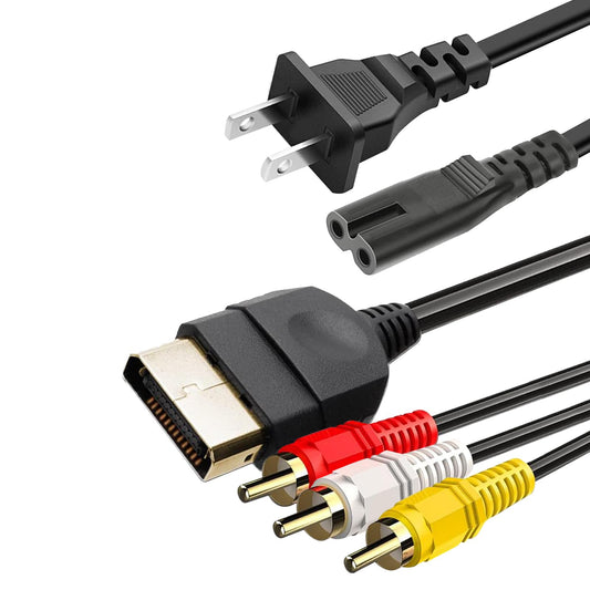 Power Cord and AV Cable Compatible with Xbox  AC Power Cord Fit for Sony PS5/PS4/PS4 Slim/PS3 Slim  Xbox One S/X/Series X/S  TV Printer Speaker Monitor 2 Prong Replacement
