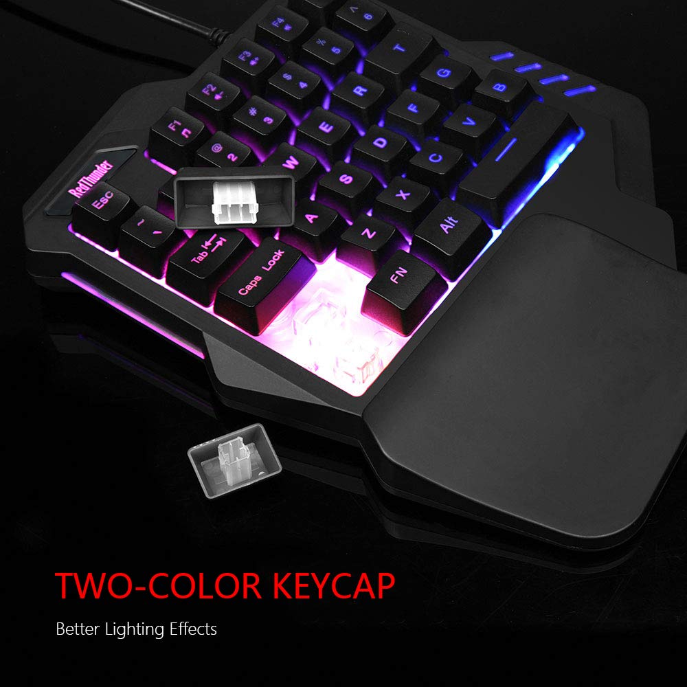 RedThunder One-Handed RGB Gaming Keyboard & Mouse Combo, 35 Keys, 6400 DPI, Portable for PC Gamers