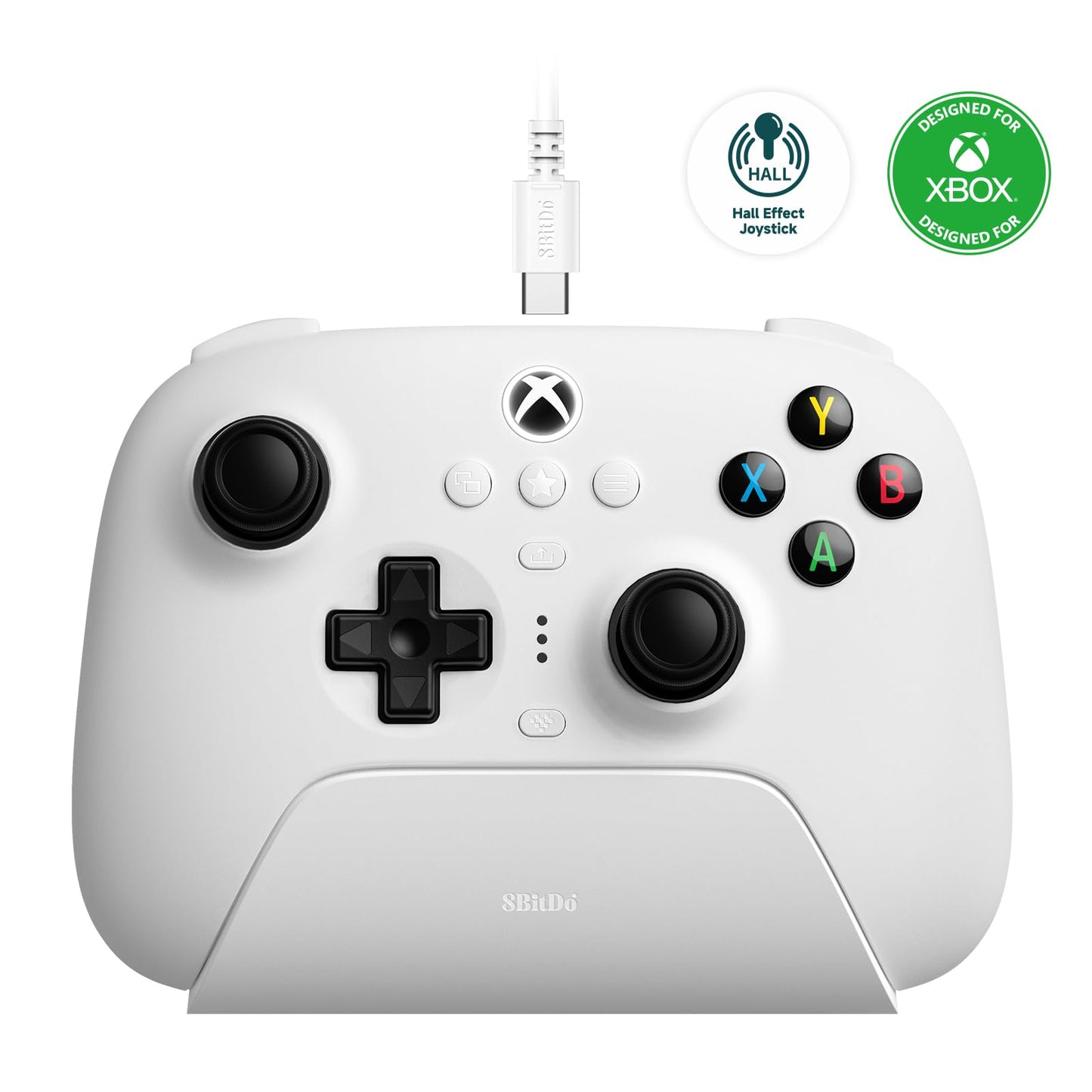 8Bitdo Ultimate 3-Mode Controller  Hall Effect Joysticks  Pro Back Buttons  Wired Only for Xbox Series X|S & Xbox One  Compatibility with Apple  Windows & Android  Officially Licensed (White)