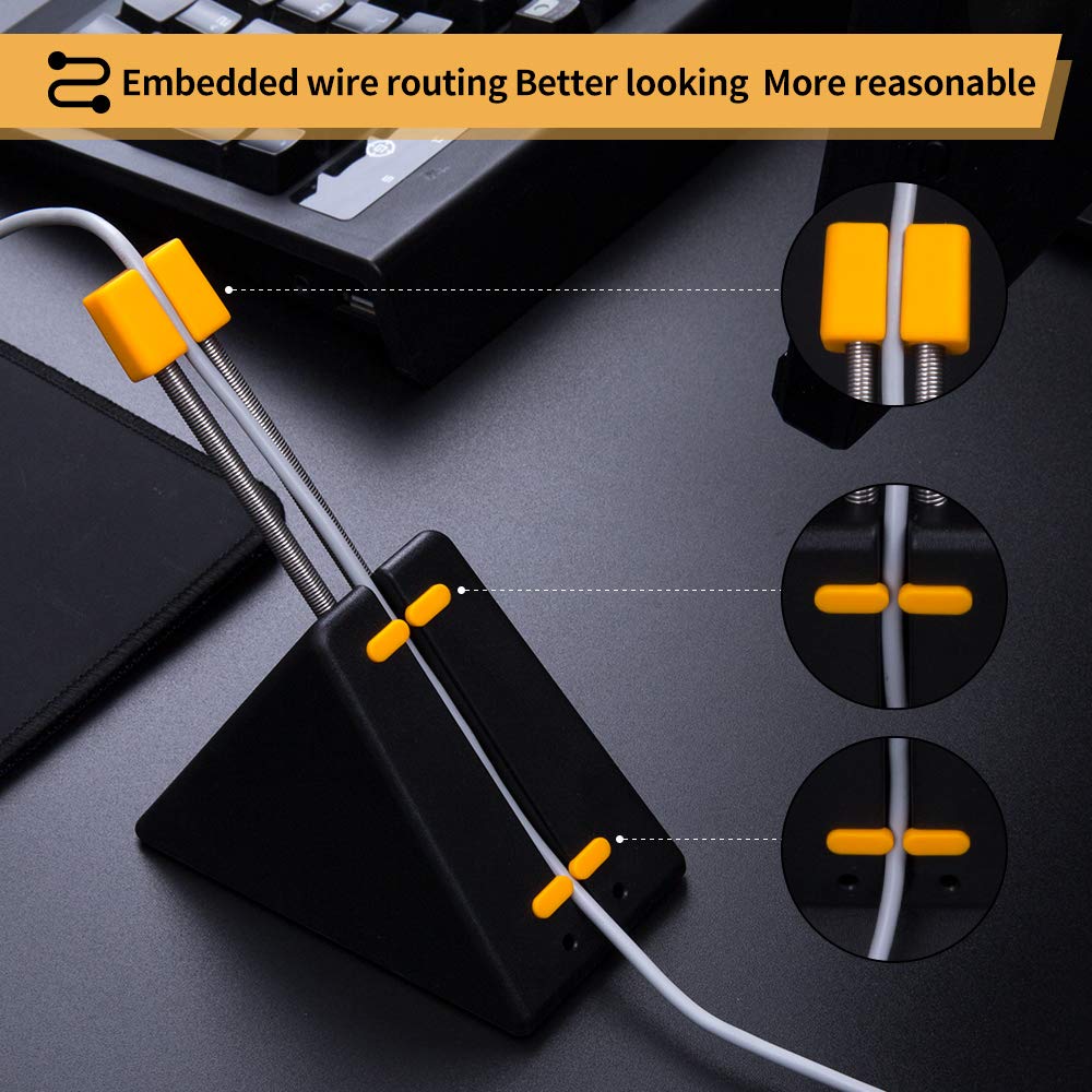 Hotline Games Mouse Bungee - Cord Management System for Esports, Black-Orange, Durable Rubber Design
