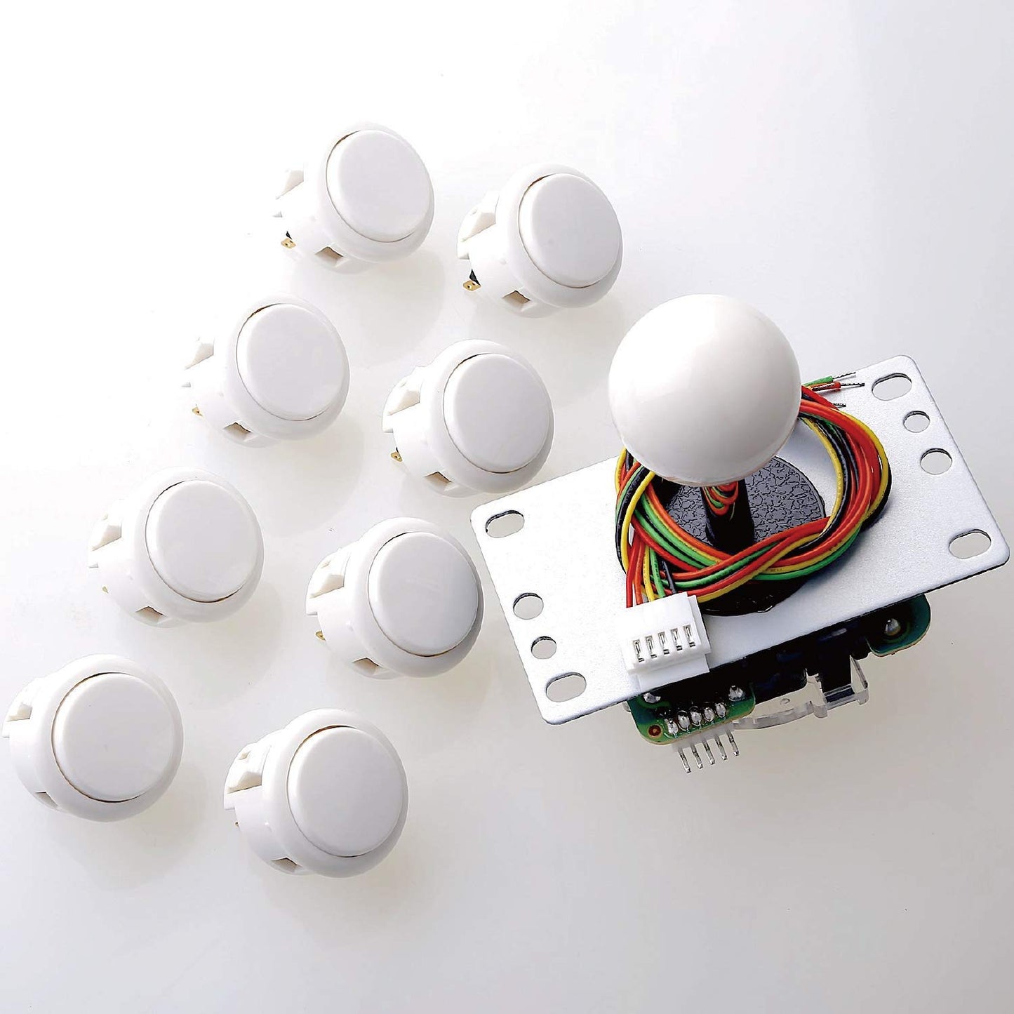 Sanwa JLF-TP-8YT Joystick + Sanwa 8 pcs OBSF-30 Push Button Bundle Kit Color : White - for Arcade Game 4 & 8 Way Adjustable  Compatible with Catz Mad SF4 Tournament Joystick S@NWA
