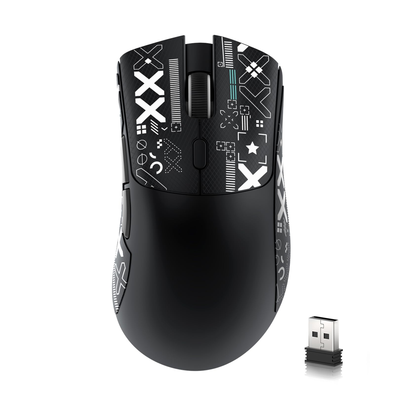 ATTACK SHARK R1 Wireless Gaming Mouse - Tri-Mode (2.4G/Wired/BT5.2), 55g, 18K DPI, Ergonomic Design, Black with