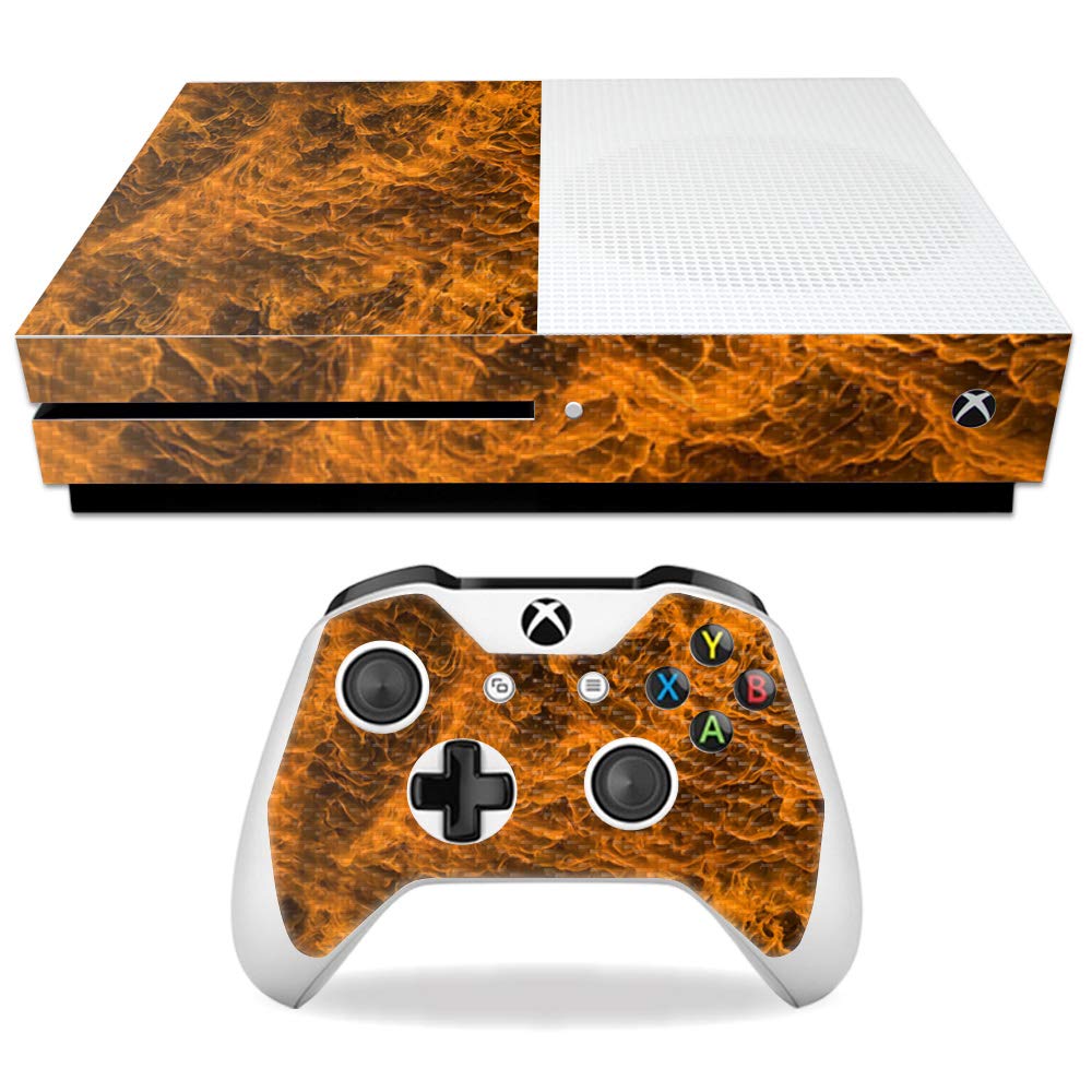 MightySkins Carbon Fiber Skin for Microsoft Xbox One S - Burning Up | Protective  Durable Textured Carbon Fiber Finish | Easy to Apply  Remove  and Change Styles | Made in The USA