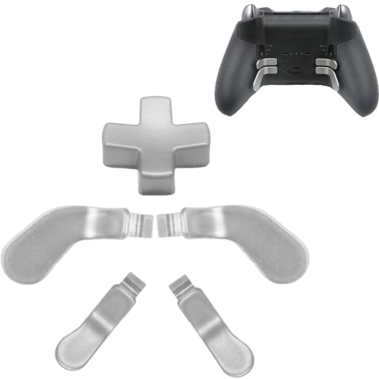 5 Pcs Elite Core Controller Paddles for Xbox Elite Series 2  Stainless Steel Paddles Replacement Parts Accessories with 1 D Pad for Xbox Elite Series 2 Core Controller(Silver)