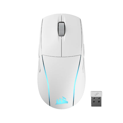 Corsair M75 Wireless RGB Gaming Mouse - 26,000 DPI, Swappable Side Buttons, Lightweight, White, iCUE Compatible, Model CH-931D011-NA