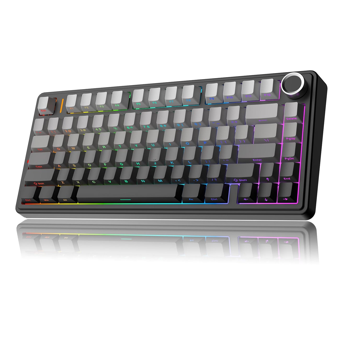 MechLands Aula F75 PRO 75% Wireless Gaming Keyboard  Gasket Mechanical Custom Keyboard with Five-Layer Padding  Bluetooth/2.4GHz/USB-C  Hot Swappable  Knob  RGB  Reaper Switches (Gradient Black)