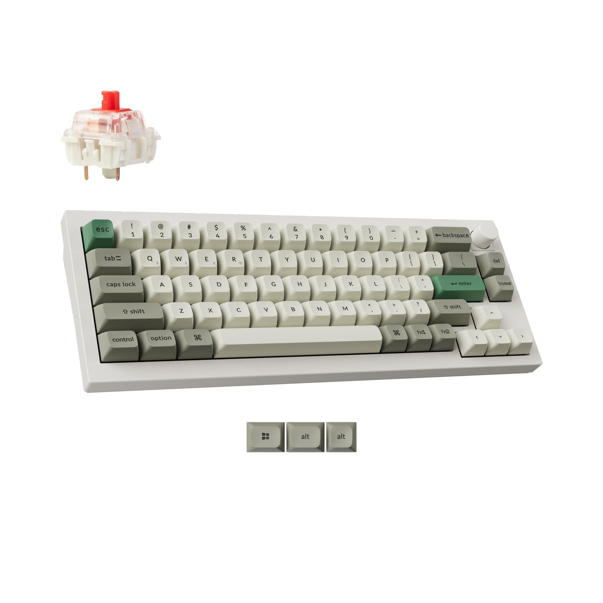 Keychron Q2 Max Wireless Custom Mechanical Gaming Keyboard  QMK/VIA Programmable Knob 2.4 GHz/Bluetooth 5.1/Wired  65% Compact RGB Hot-Swap with Gateron Red Switch for Mac Windows Linux - White