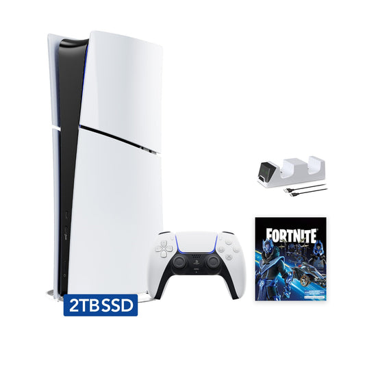 PlayStation 5 Slim Upgraded 2TB Digital Edition Fortnite Cobalt Star Bundle and Controller Charger - White  Slim PS5 2TB PCIe SSD Gaming Console [video game] [video game] [video game] [video game] [video game] [video game] [video game] [video game] [video