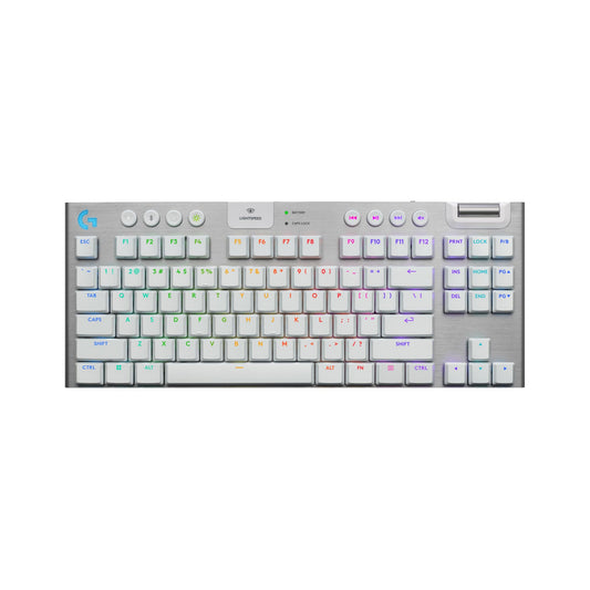 Logitech G915 X Lightspeed TKL Low-Profile Wireless Gaming Keyboard  Double-Shot PBT Keycaps  Fully Programmable Keys  RGB Backlighting  Sleek Aluminum Finishing  GL Brown Tactile - PC/Mac - White