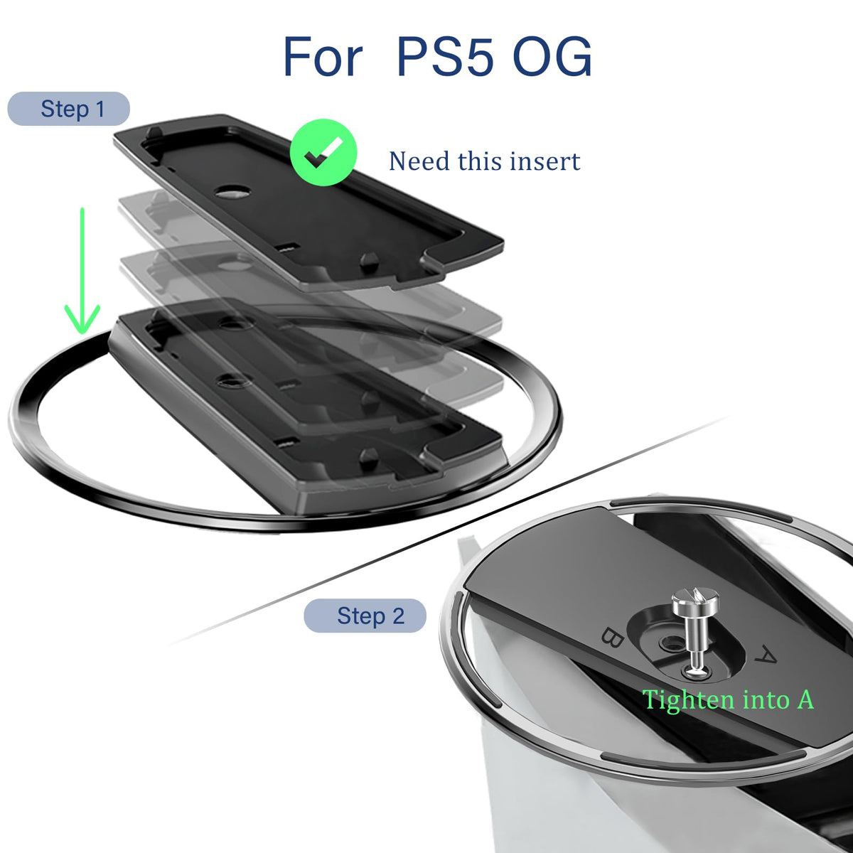 ANNSKIN PS5 Slim Vertical Stand - Non-Slip Base Mount for PS5/PS5 Slim Consoles - Silver/Black, Model W1