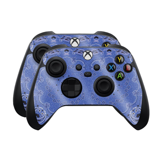 Glossy Glitter Skin Compatible with Microsoft Xbox Series X|S Controller (2 Pack) - Blue Bandana - Premium 3M Vinyl Protective Wrap Decal Cover - Easy to Apply | Crafted in The USA by MightySkins