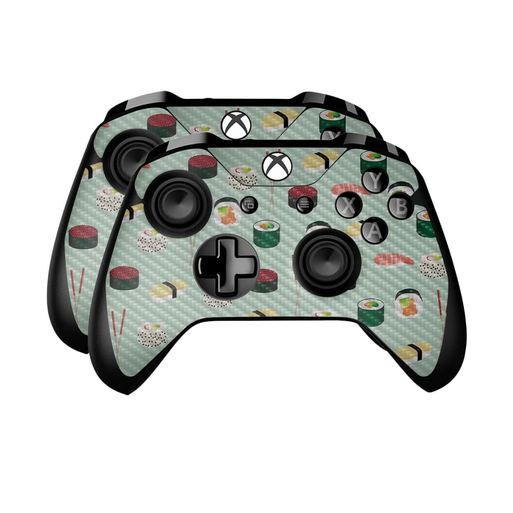 Carbon Fiber Skin Compatible with Microsoft Xbox One Controller (2 Pack) - Sushi - Premium 3M Vinyl Protective Wrap Decal Cover - Easy to Apply | Crafted in The USA by MightySkins