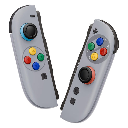 eXtremeRate DIY Replacement Shell Buttons for Joycon 2  Custom Full Housing + Decorative Strips + Middle Bracket + Buttons for Nintendo Switch 2 Controller - Deluxe Version - SFC SNES Classic EU Style