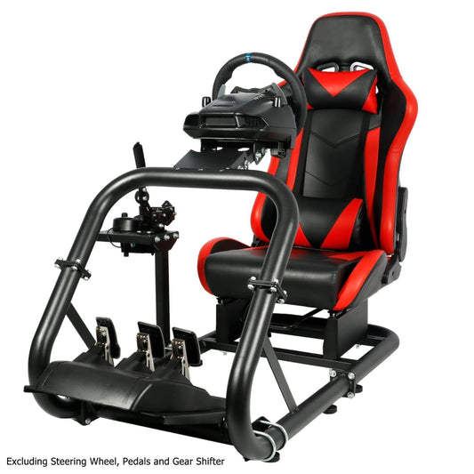 Dardoo G29 Racing Simulator Cockpit - Real Seat for Logitech/Thrustmaster/Fanatec, 50mm Round Tube, Red Seat