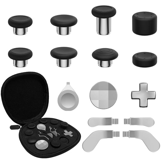 CHARM FOCUS 16-in-1 Metal Thumbsticks Replacement Kits for Xbox Elite Series 2  Xbox Elite 2 Controller Accessories  Includes Magnetic Joysticks  Paddles  Silicone Caps  D-Pads  1 Tool (Silver)
