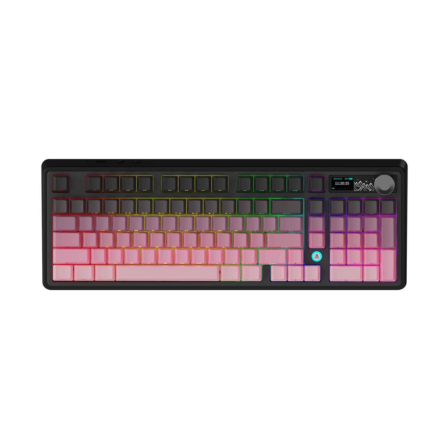 NACODEX Ajazz AK980 Pink Gaming Machanical Keyboard Gift Switch Full Size RGB Gasket Mount 10000mAh Triple Modes Custom Keyboard with Five Layer Pad | Knob Control
